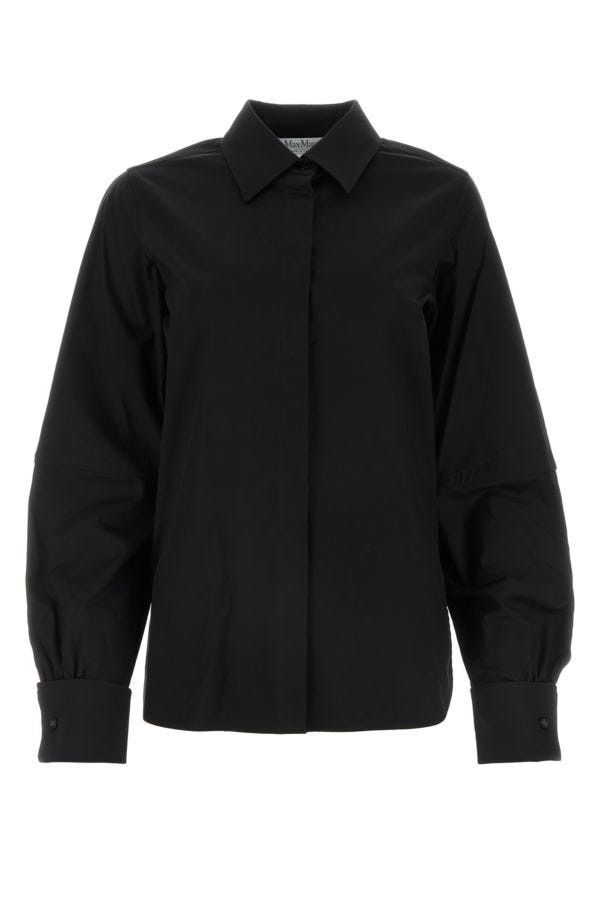 Max Mara Black Stretch Poplin Pagina Shirt Size XXS / US 00 / IT 34 - 3 Thumbnail