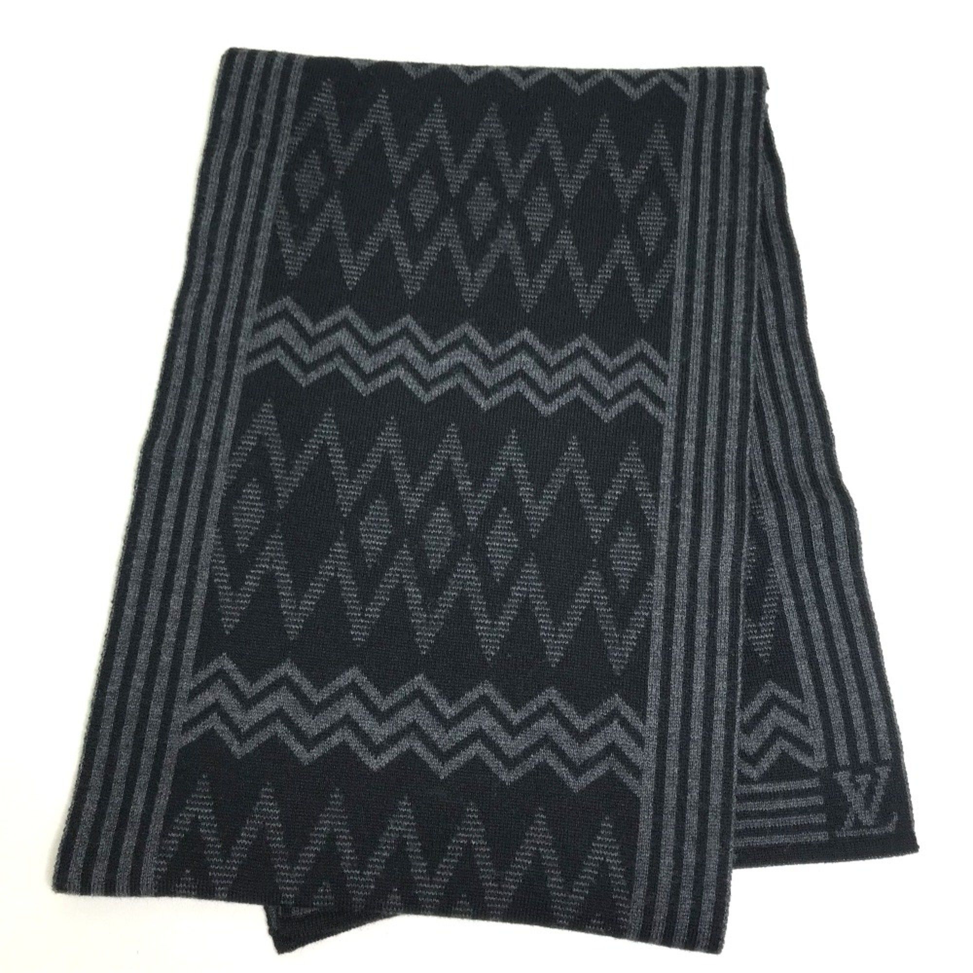 Louis Vuitton Louis Vuitton 401910 Logo pattern Scarf Black /Gray Size ONE SIZE - 2 Thumbnail