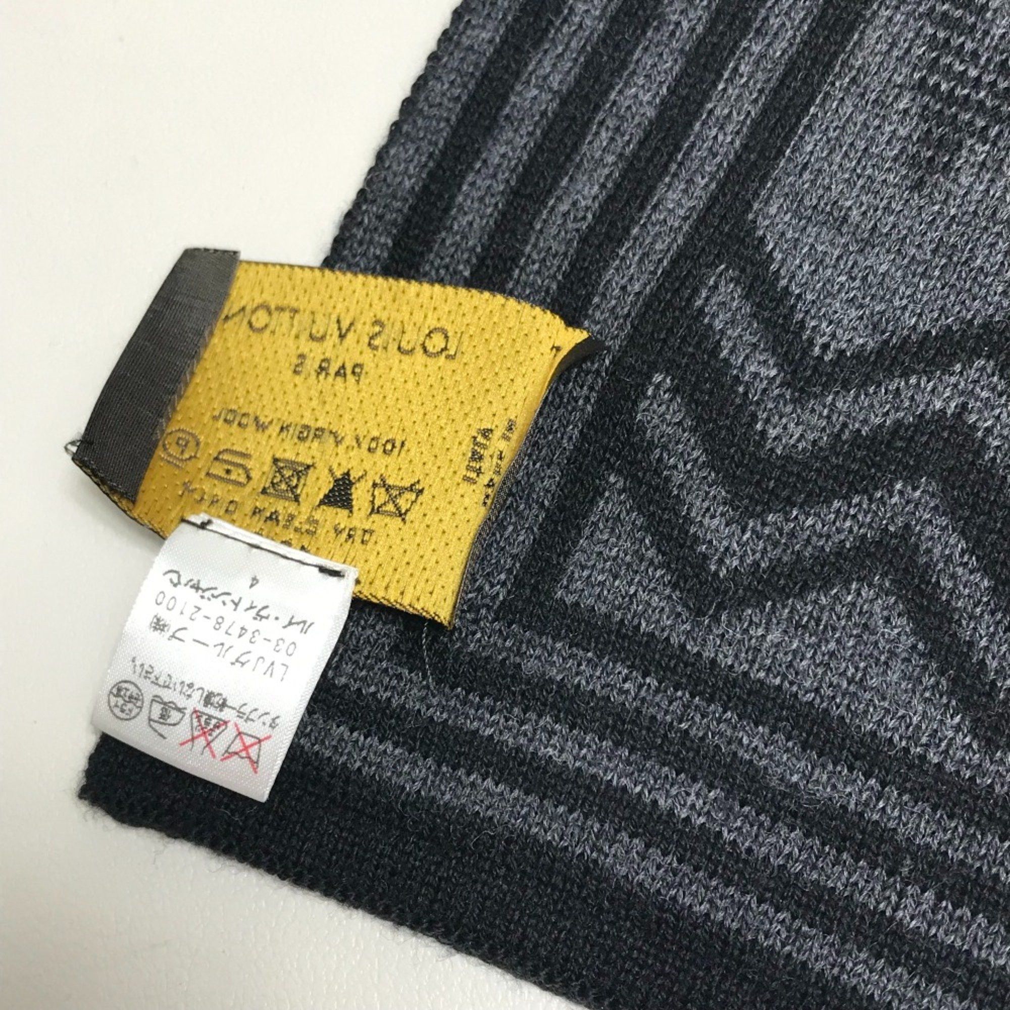 Louis Vuitton Louis Vuitton 401910 Logo pattern Scarf Black /Gray Size ONE SIZE - 10 Thumbnail