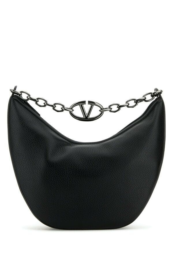 Valentino Black Leather Hobo Vlogo Moon Shoulder Bag Size ONE SIZE - 3 Thumbnail