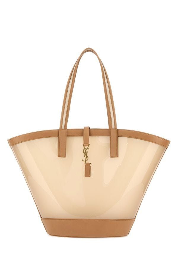 Saint Laurent Paris Two-Tone Vinyl And Leather Panier Shopping Bag Size ONE SIZE - 3 Thumbnail