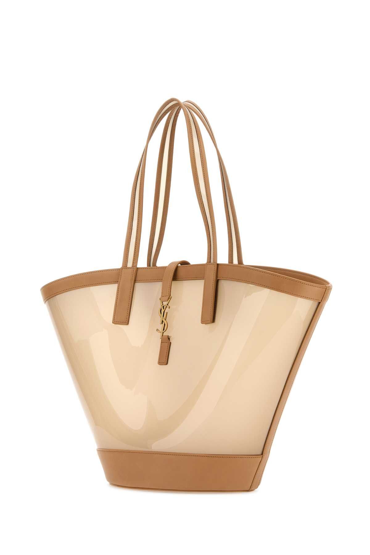 Saint Laurent Paris Two-Tone Vinyl And Leather Panier Shopping Bag Size ONE SIZE - 2 Thumbnail