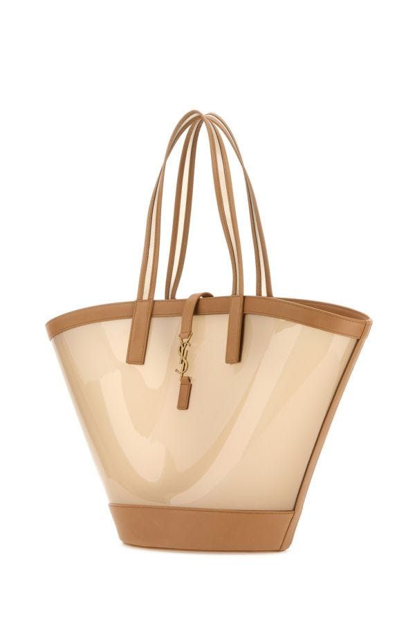 Saint Laurent Paris Two-Tone Vinyl And Leather Panier Shopping Bag Size ONE SIZE - 4 Thumbnail
