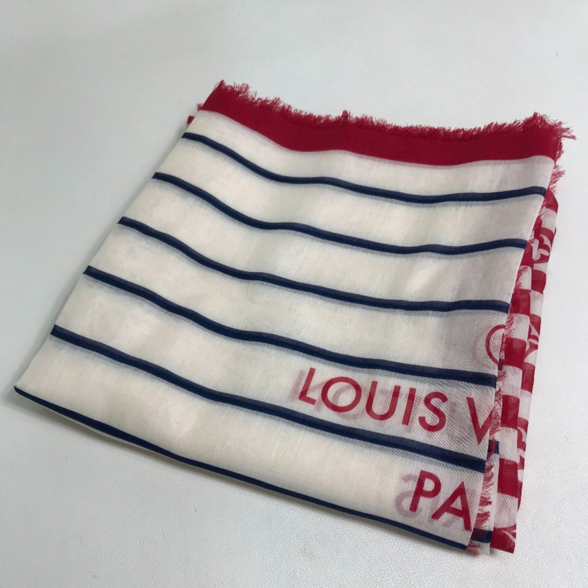 Louis Vuitton Louis Vuitton M76193 Width Stole/Shawl White x Red Size ONE SIZE - 2 Thumbnail