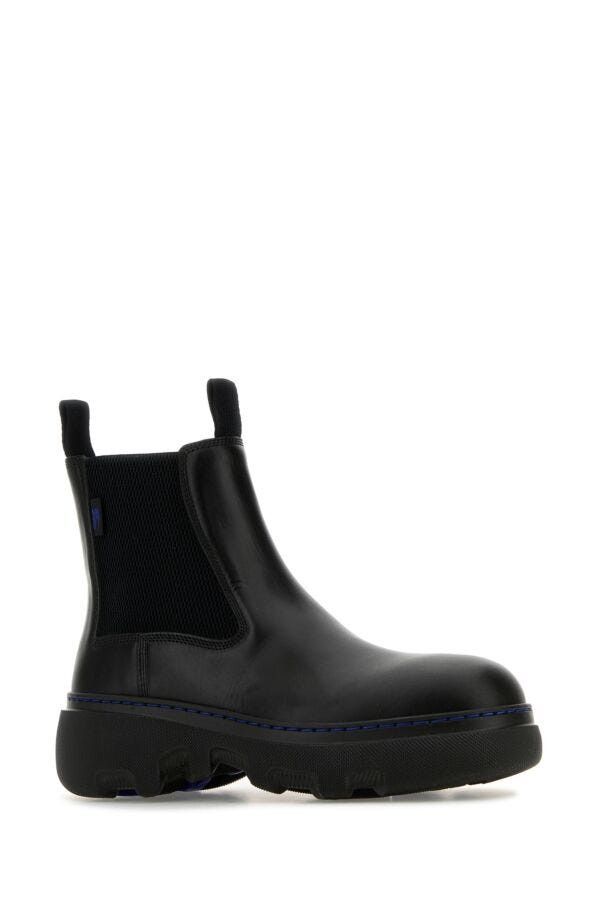 Burberry Black Leather Ankle Boots Size US 10 / EU 43 - 4 Thumbnail