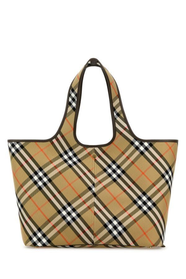 Burberry Embroidered Canvas Medium Check Shopping Bag Size ONE SIZE - 3 Thumbnail