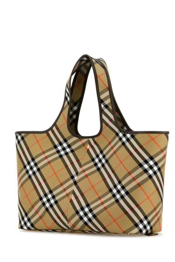 Burberry Embroidered Canvas Medium Check Shopping Bag Size ONE SIZE - 4 Thumbnail