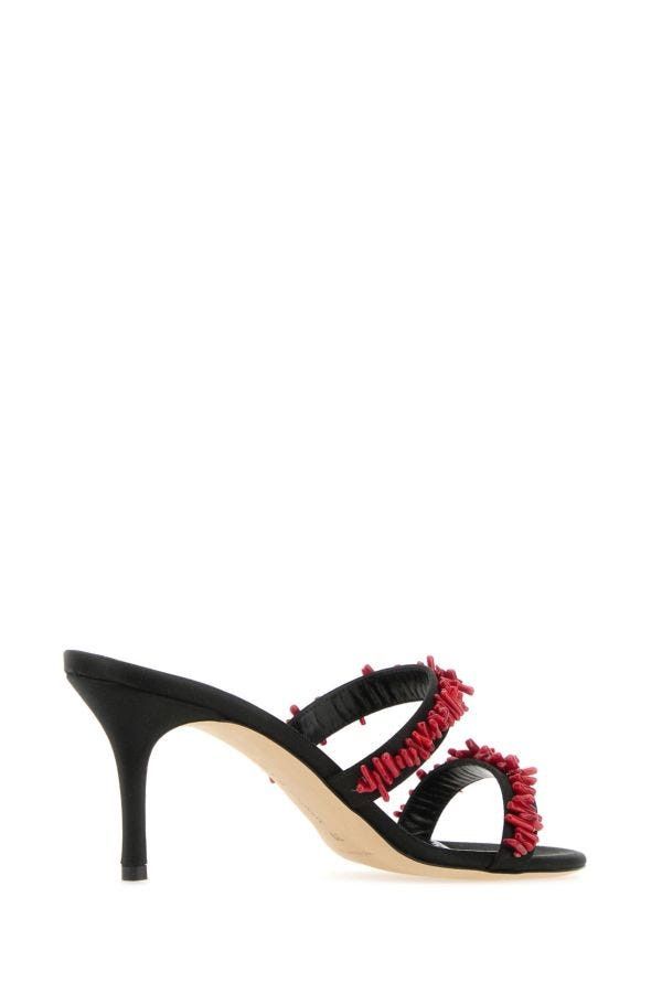 Manolo Blahnik Black Satin Clorette Mules Size US 8 / IT 38 - 5 Thumbnail