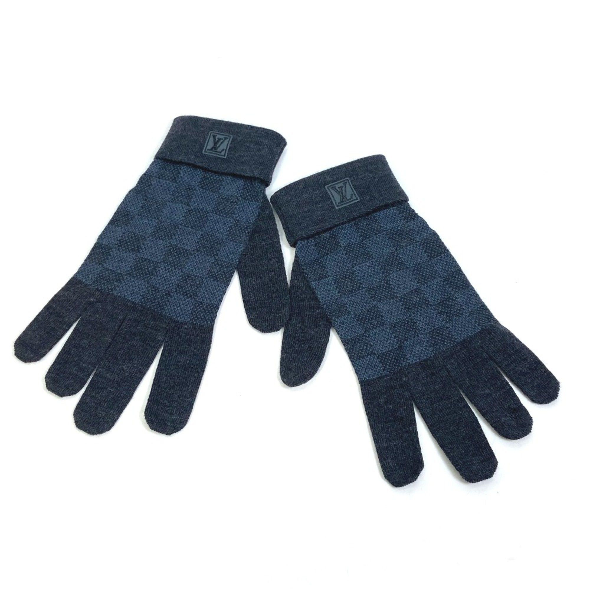 Louis Vuitton Louis Vuitton M70008 Damier Graphite Gloves knit Glove Gray Based Blue Based Size ONE SIZE - 5 Thumbnail