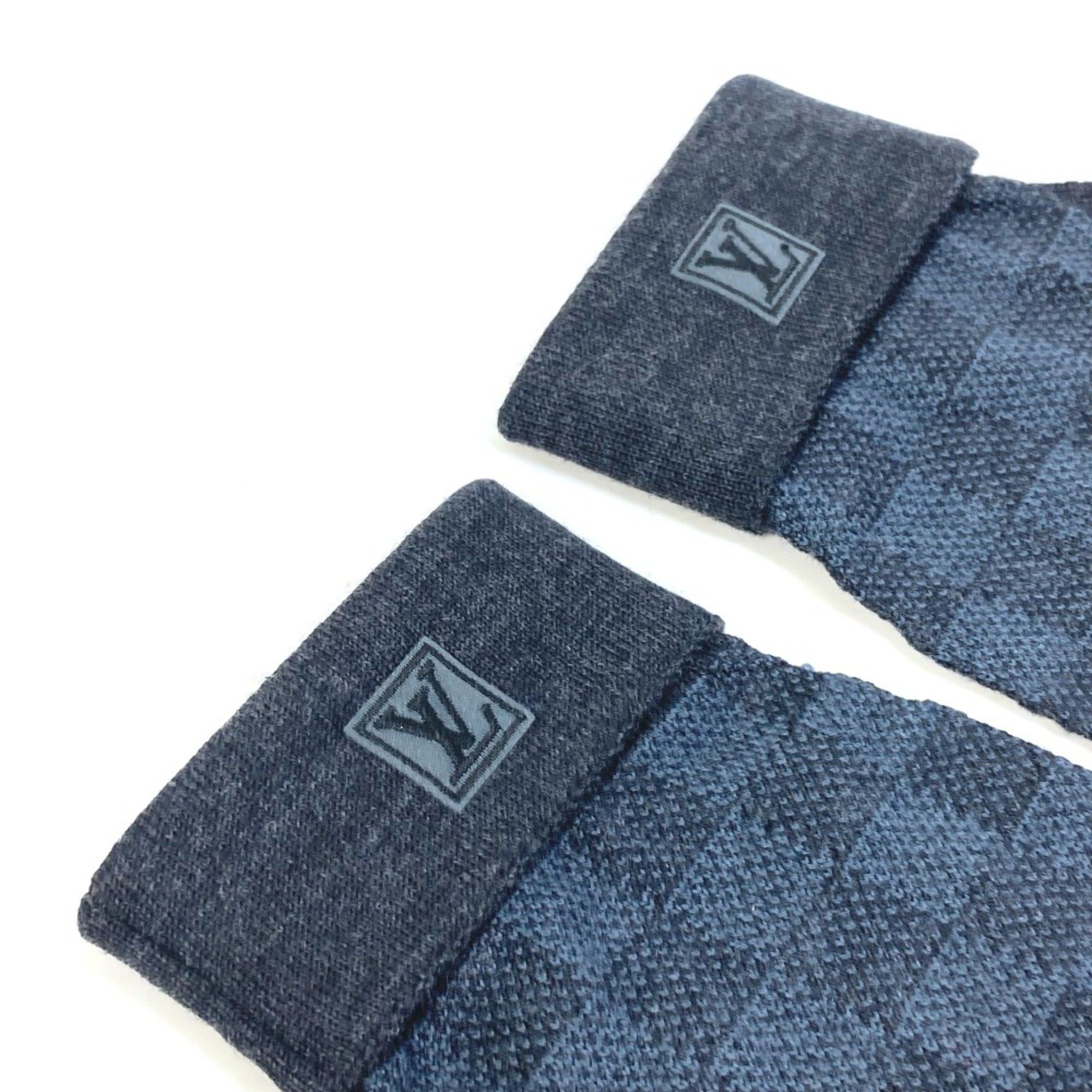 Louis Vuitton Louis Vuitton M70008 Damier Graphite Gloves knit Glove Gray Based Blue Based Size ONE SIZE - 6 Thumbnail