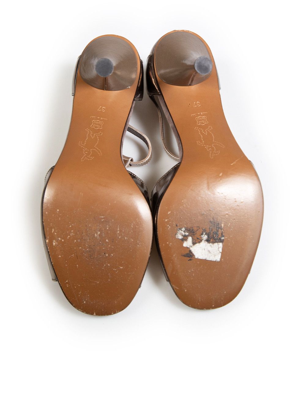 Marni Taupe Leather T-Strap Sandals Size US 7 / IT 37 - 4 Thumbnail
