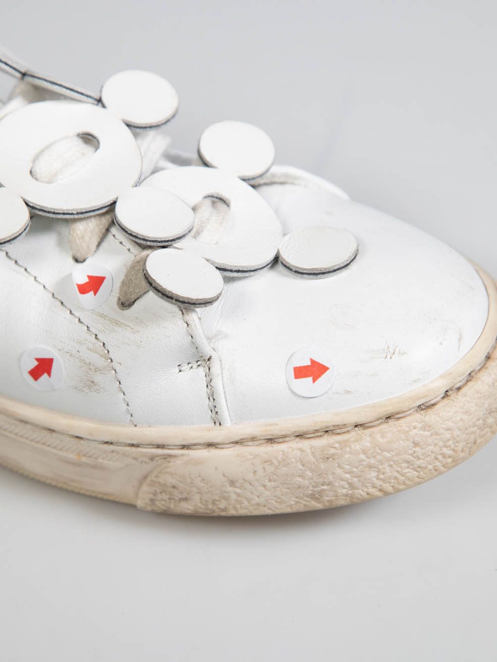 Anya Hindmarch White Leather Laser Cut-Out Pattern Trainers Size US 6 / IT 36 - 7 Thumbnail