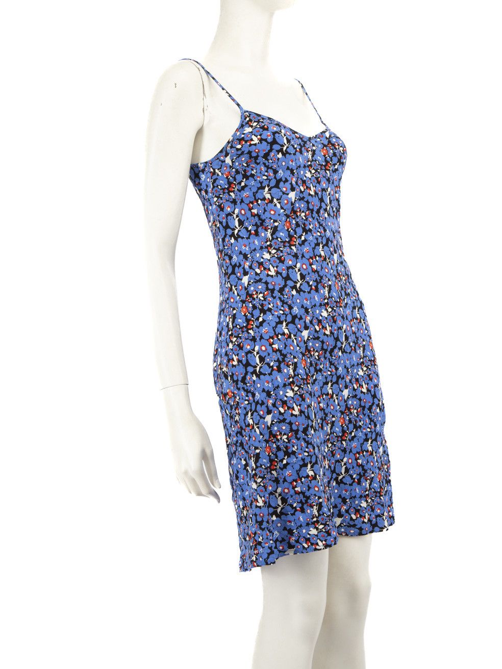 Maje Blue Floral Print Mini Dress Size S / US 4 / IT 40 - 2 Thumbnail