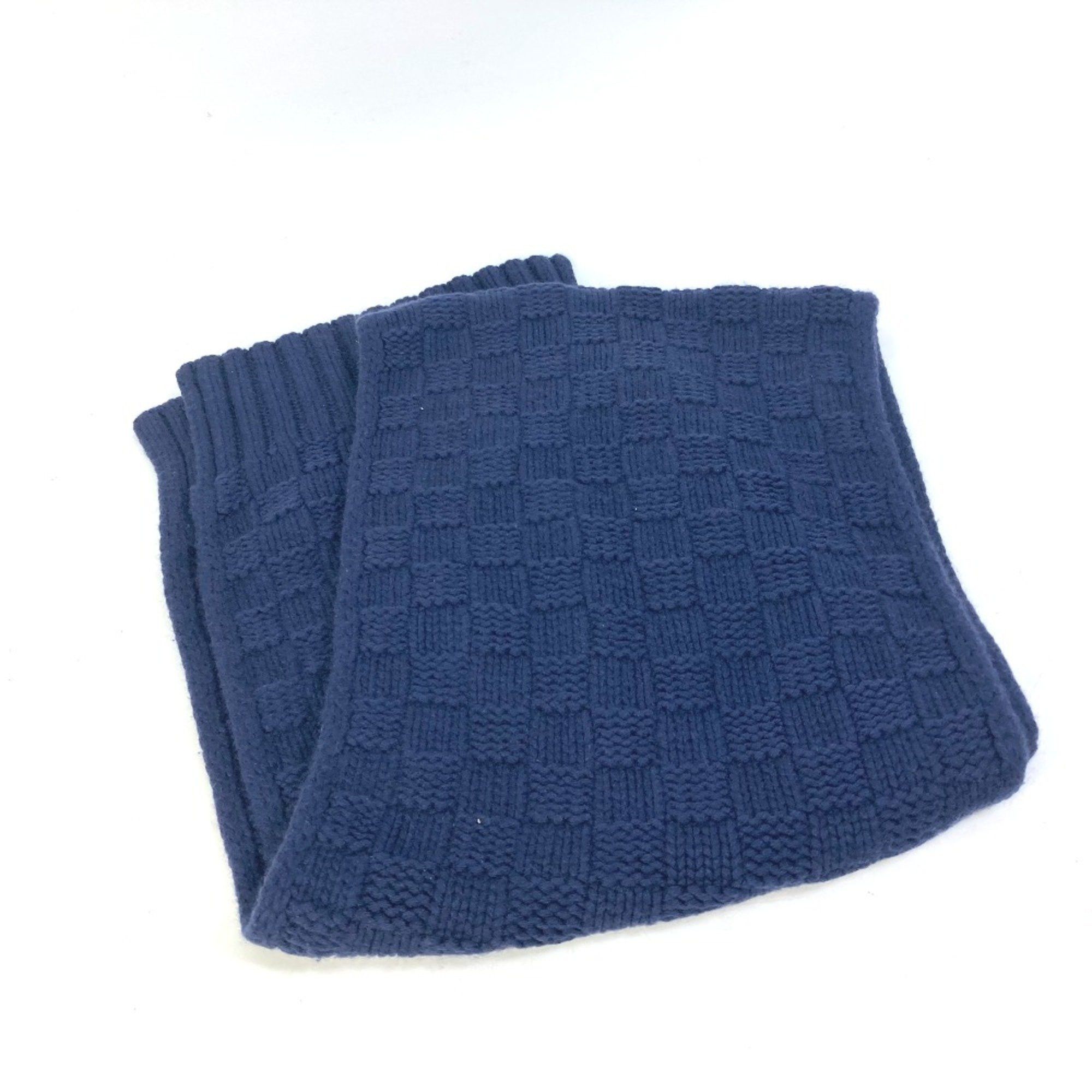 Louis Vuitton Louis Vuitton M70169 Damier leather patch tag Scarf Navy Size ONE SIZE - 2 Thumbnail