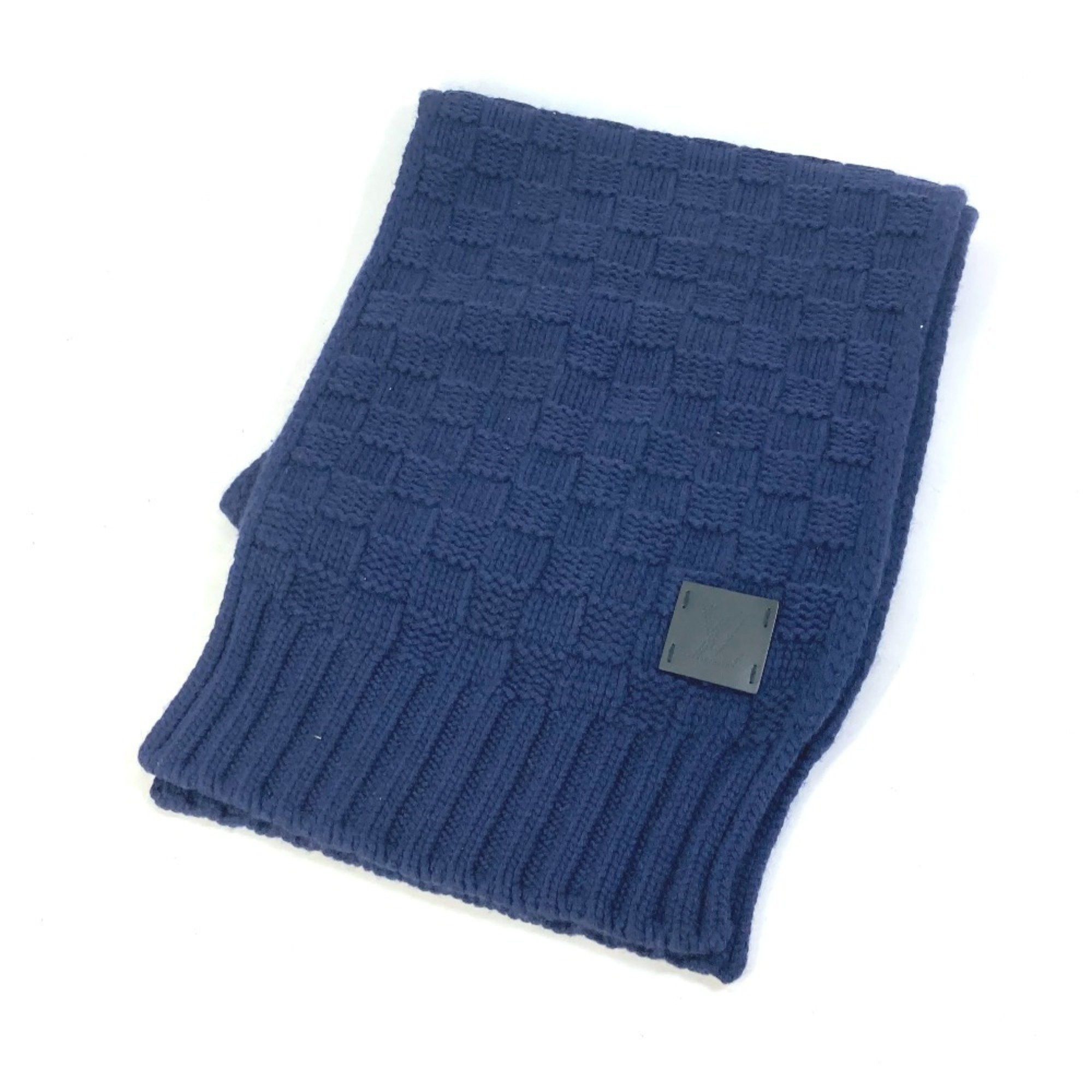 Louis Vuitton Louis Vuitton M70169 Damier leather patch tag Scarf Navy Size ONE SIZE - 8 Thumbnail