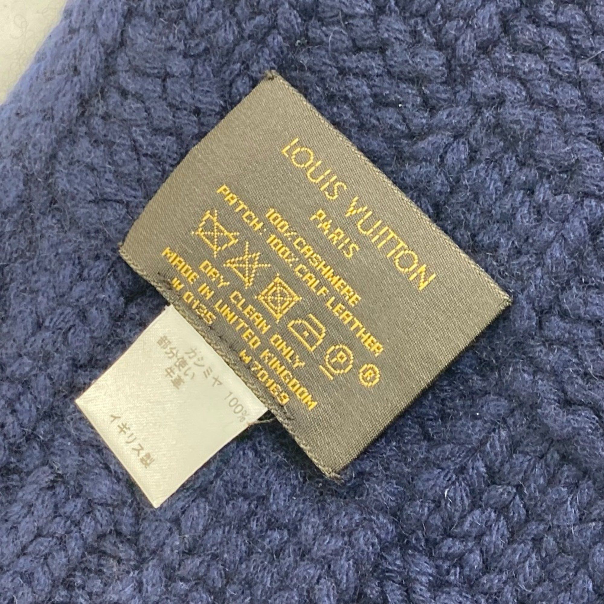 Louis Vuitton Louis Vuitton M70169 Damier leather patch tag Scarf Navy Size ONE SIZE - 6 Thumbnail