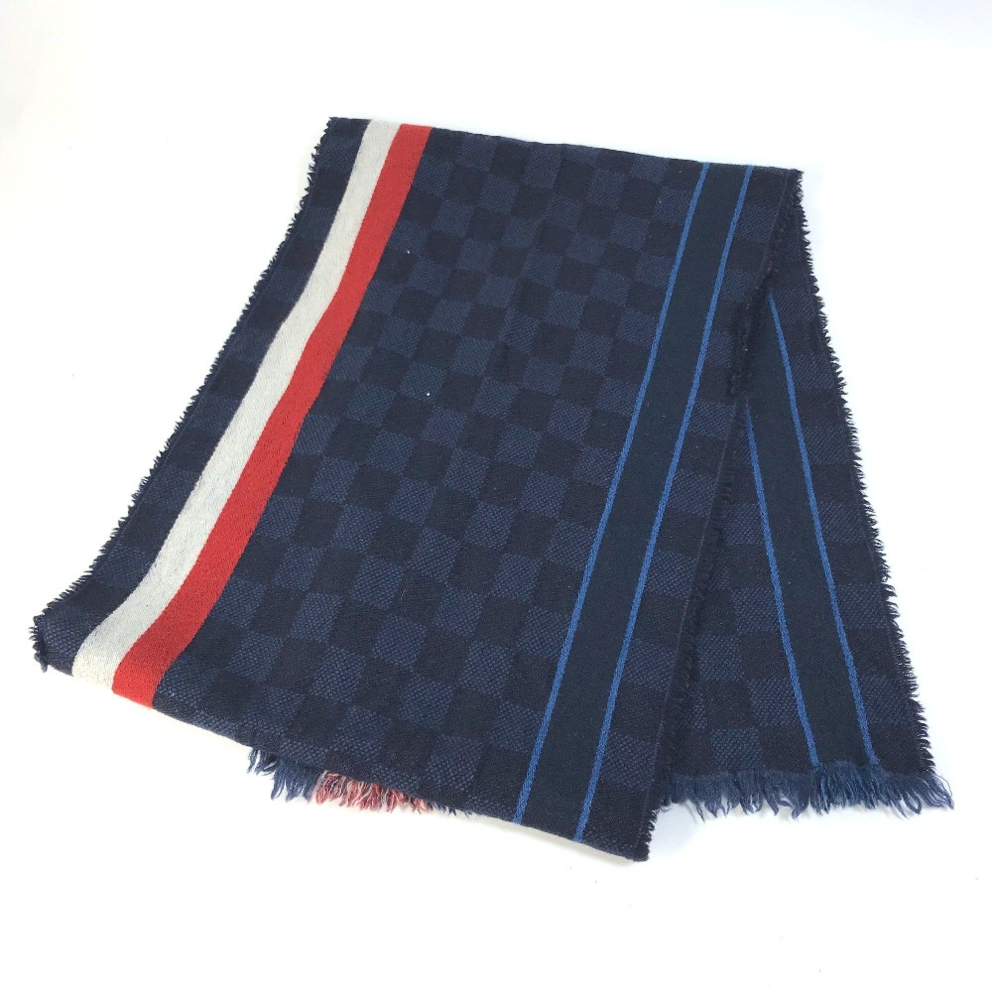Louis Vuitton Louis Vuitton M70338 fringe Scarf Navy Red Size ONE SIZE - 2 Thumbnail