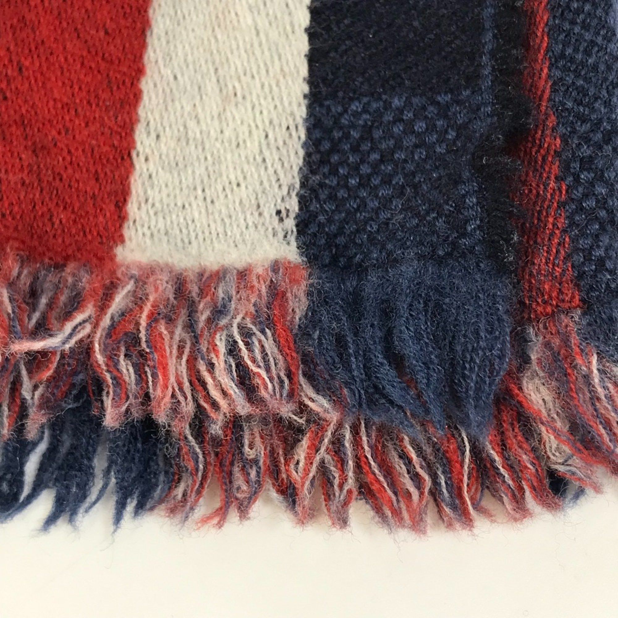 Louis Vuitton Louis Vuitton M70338 fringe Scarf Navy Red Size ONE SIZE - 7 Thumbnail
