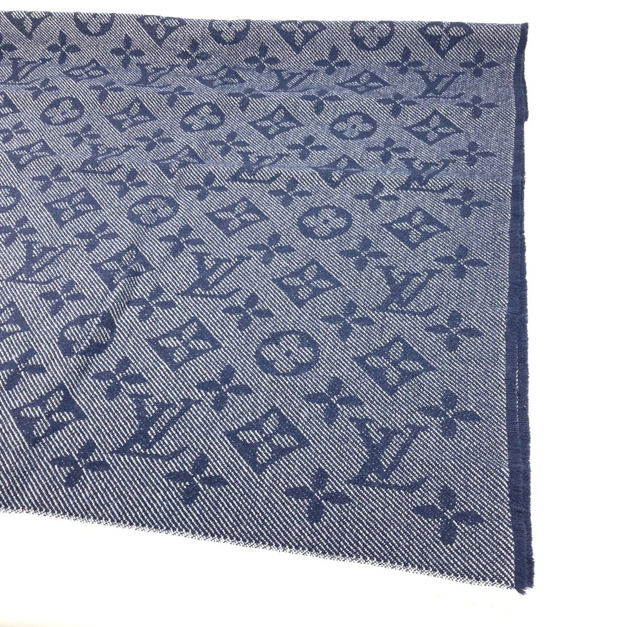 Louis Vuitton Louis Vuitton M73456 Monogram Fringe Stole /Shawl Scarf Marine Navy Size ONE SIZE - 2 Thumbnail