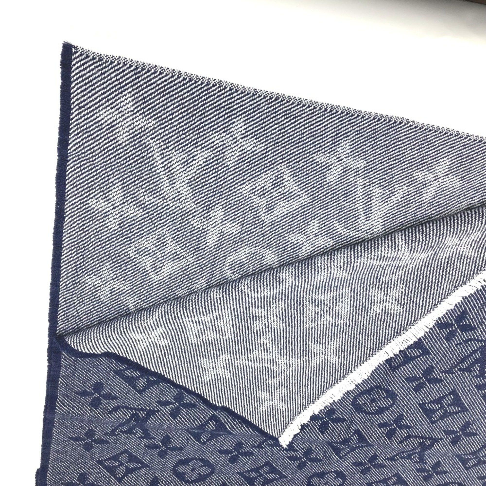 Louis Vuitton Louis Vuitton M73456 Monogram Fringe Stole /Shawl Scarf Marine Navy Size ONE SIZE - 4 Thumbnail