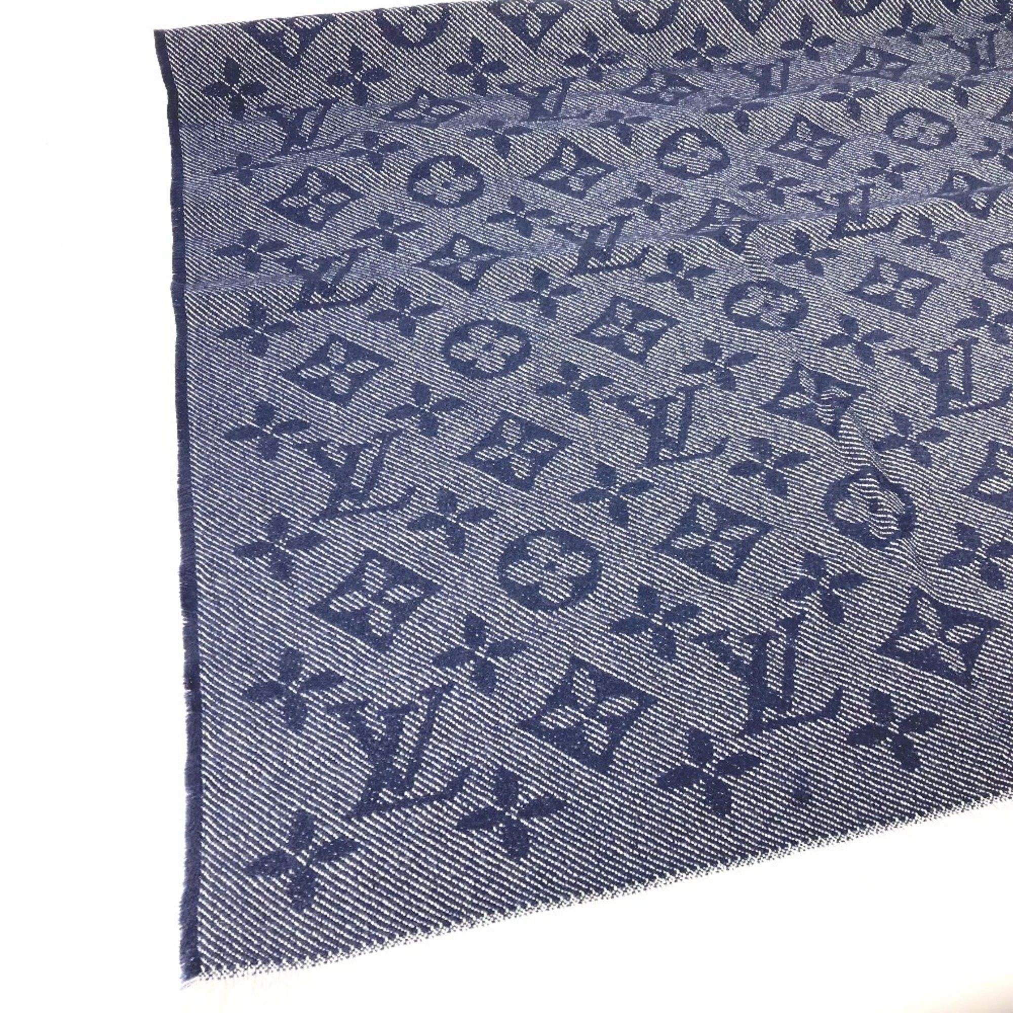 Louis Vuitton Louis Vuitton M73456 Monogram Fringe Stole /Shawl Scarf Marine Navy Size ONE SIZE - 3 Thumbnail