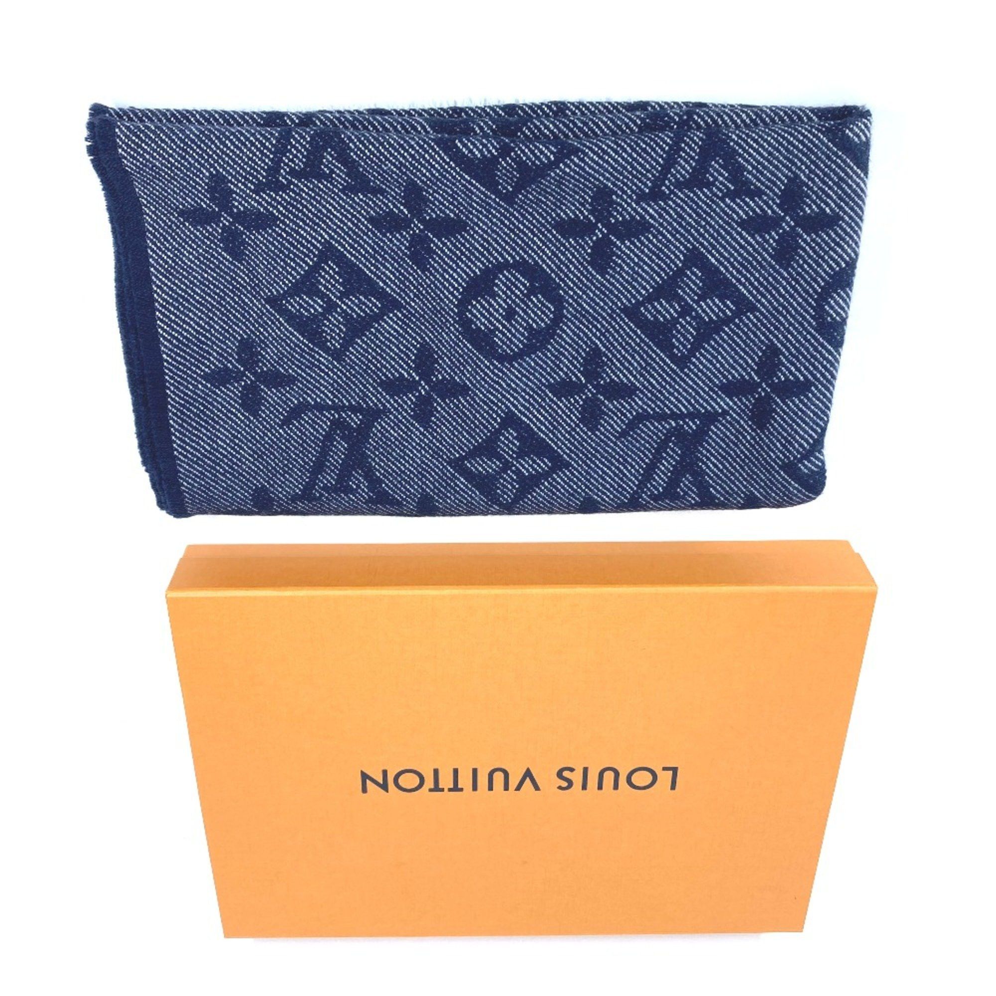 Louis Vuitton Louis Vuitton M73456 Monogram Fringe Stole /Shawl Scarf Marine Navy Size ONE SIZE - 7 Thumbnail