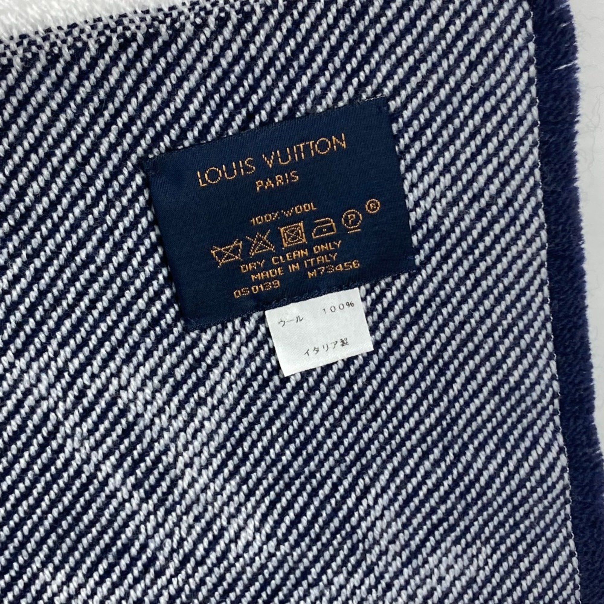 Louis Vuitton Louis Vuitton M73456 Monogram Fringe Stole /Shawl Scarf Marine Navy Size ONE SIZE - 6 Thumbnail