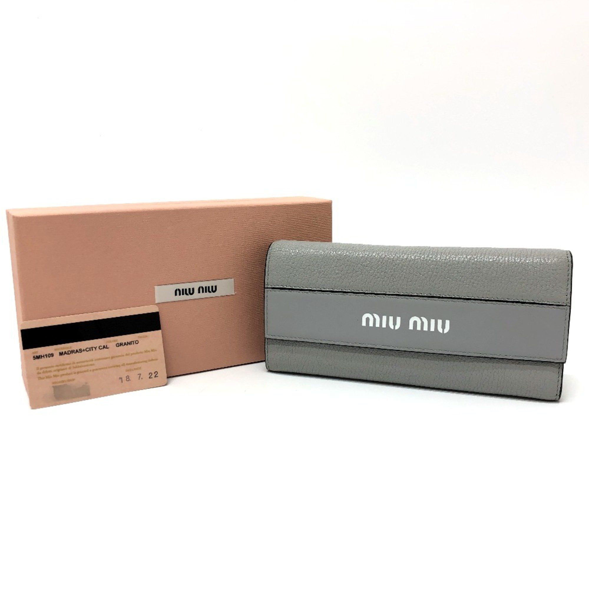 Miu Miu Miu Miu 5MH109 logo Bifold Long Wallet gray Black/SilverHardware Size ONE SIZE - 17 Thumbnail