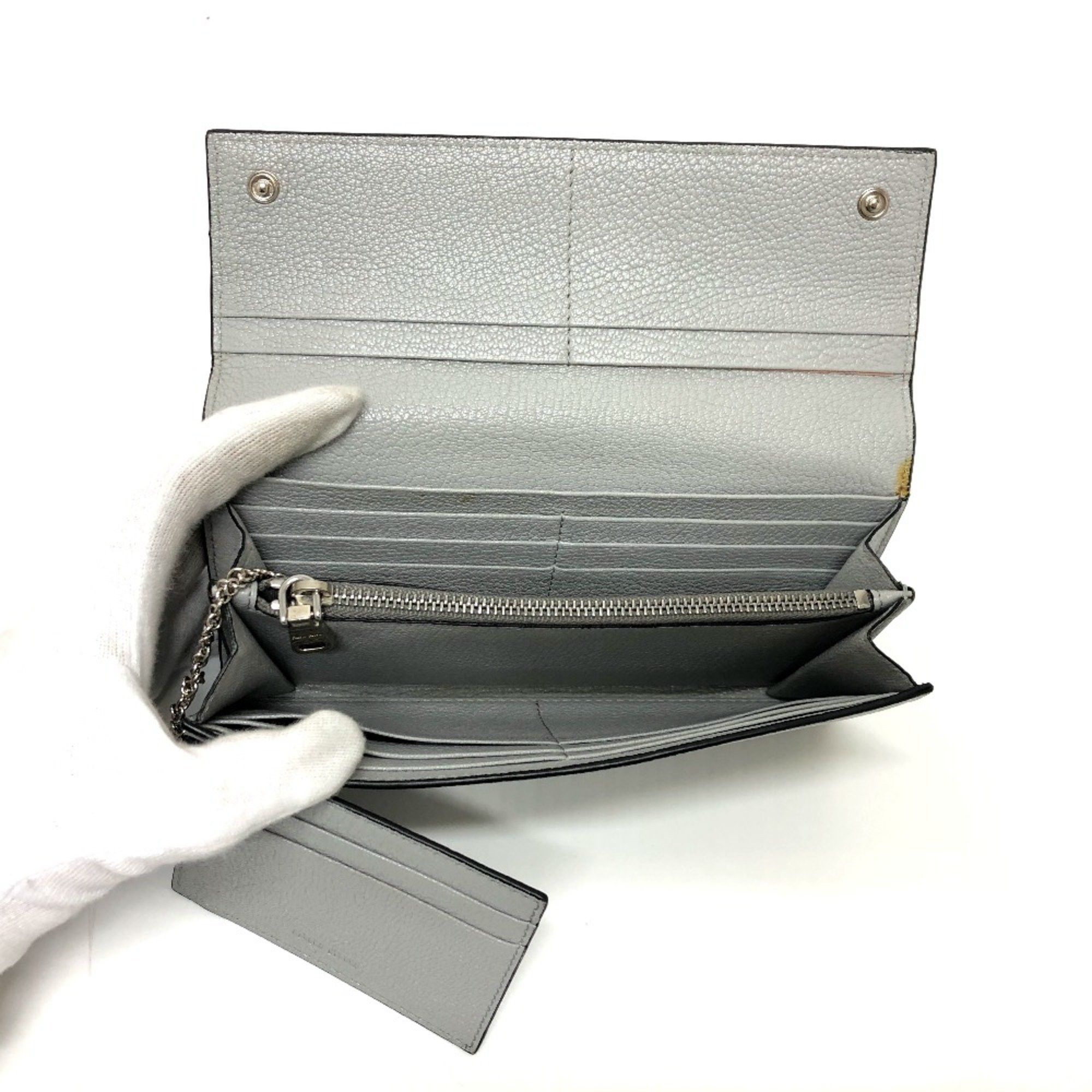 Miu Miu Miu Miu 5MH109 logo Bifold Long Wallet gray Black/SilverHardware Size ONE SIZE - 9 Thumbnail