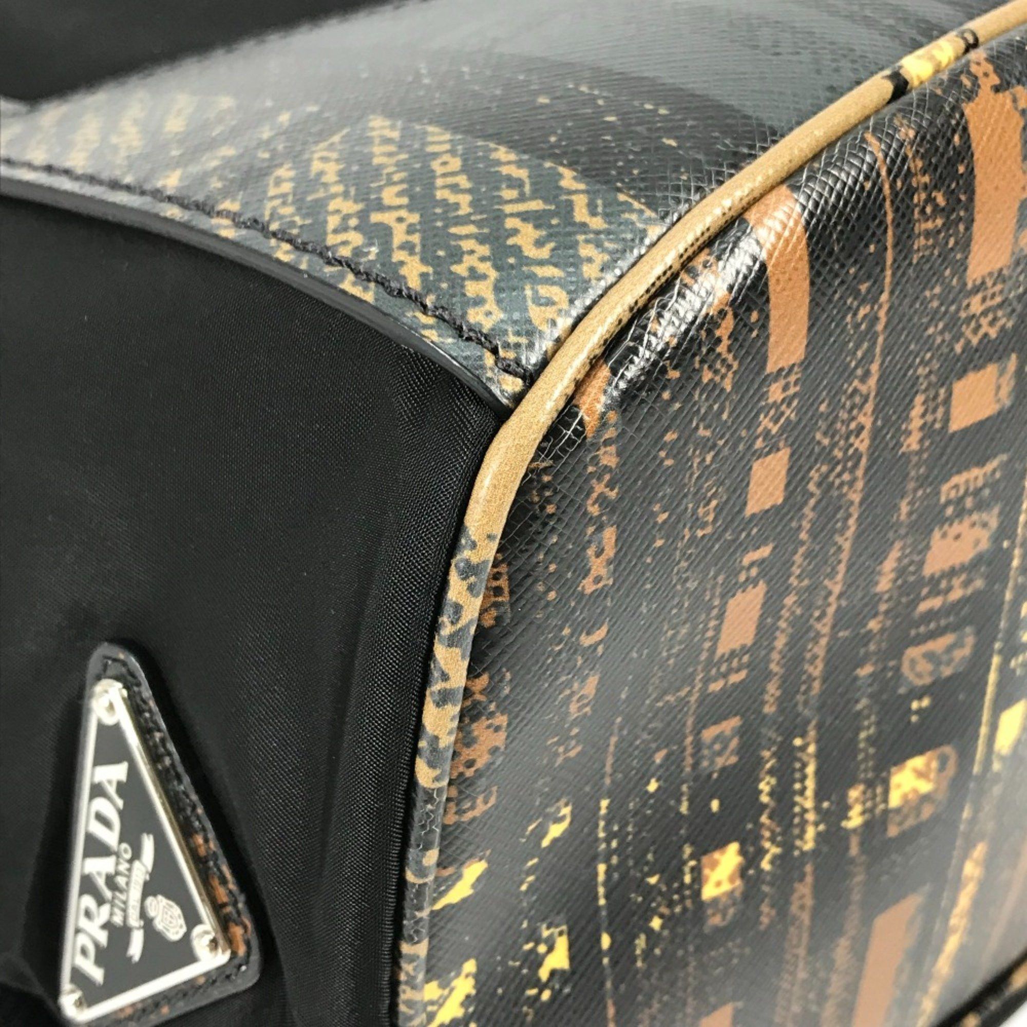 Prada PRADA 1BZ038 triangle logo triangle logo plate backpack bag drawstring bag Backpack Black BeigeBased Size ONE SIZE - 7 Thumbnail