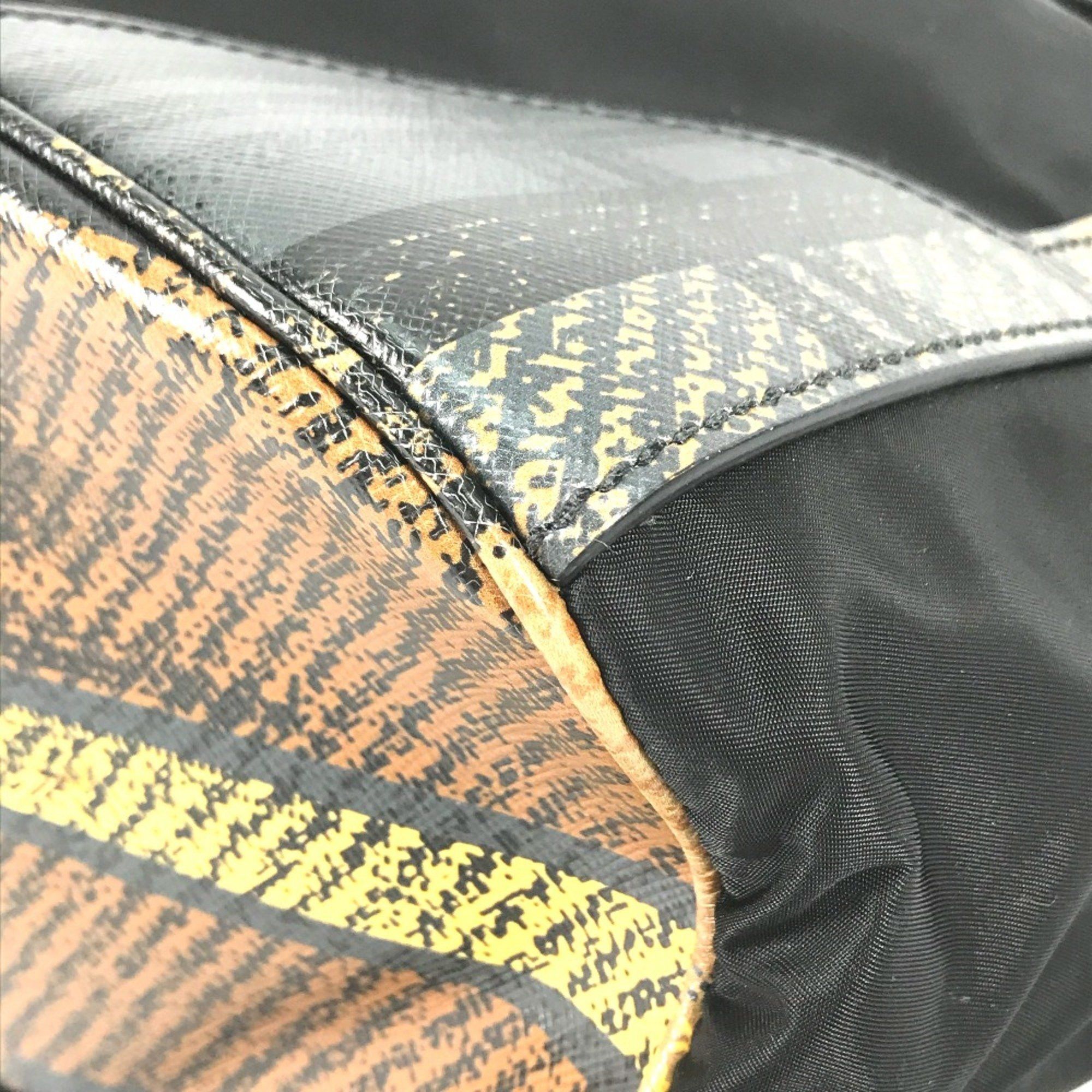 Prada PRADA 1BZ038 triangle logo triangle logo plate backpack bag drawstring bag Backpack Black BeigeBased Size ONE SIZE - 6 Thumbnail