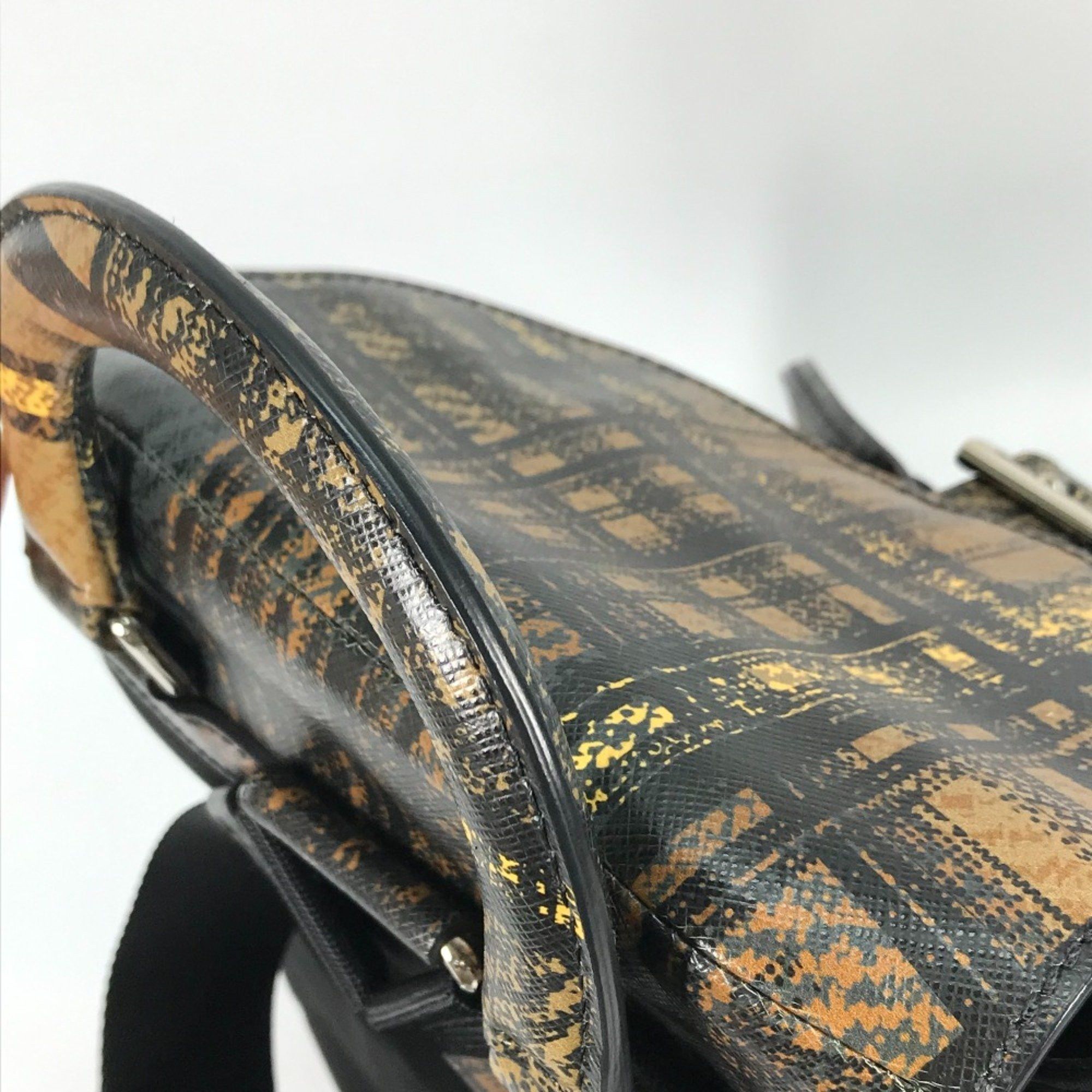 Prada PRADA 1BZ038 triangle logo triangle logo plate backpack bag drawstring bag Backpack Black BeigeBased Size ONE SIZE - 11 Thumbnail