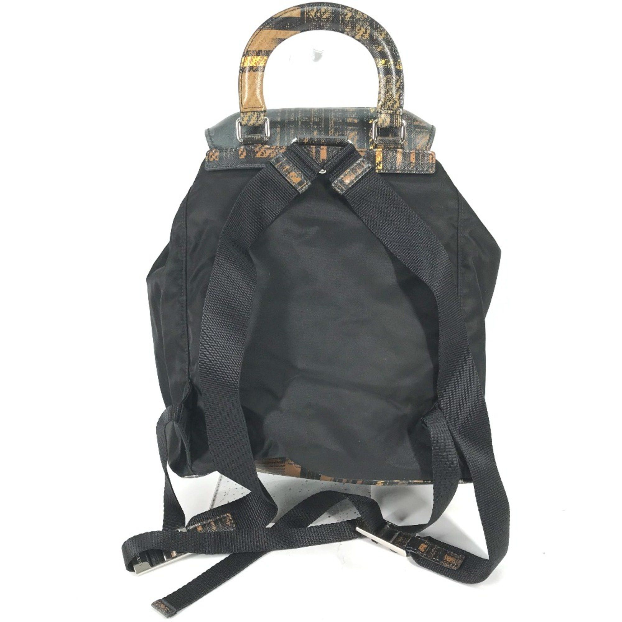 Prada PRADA 1BZ038 triangle logo triangle logo plate backpack bag drawstring bag Backpack Black BeigeBased Size ONE SIZE - 2 Thumbnail