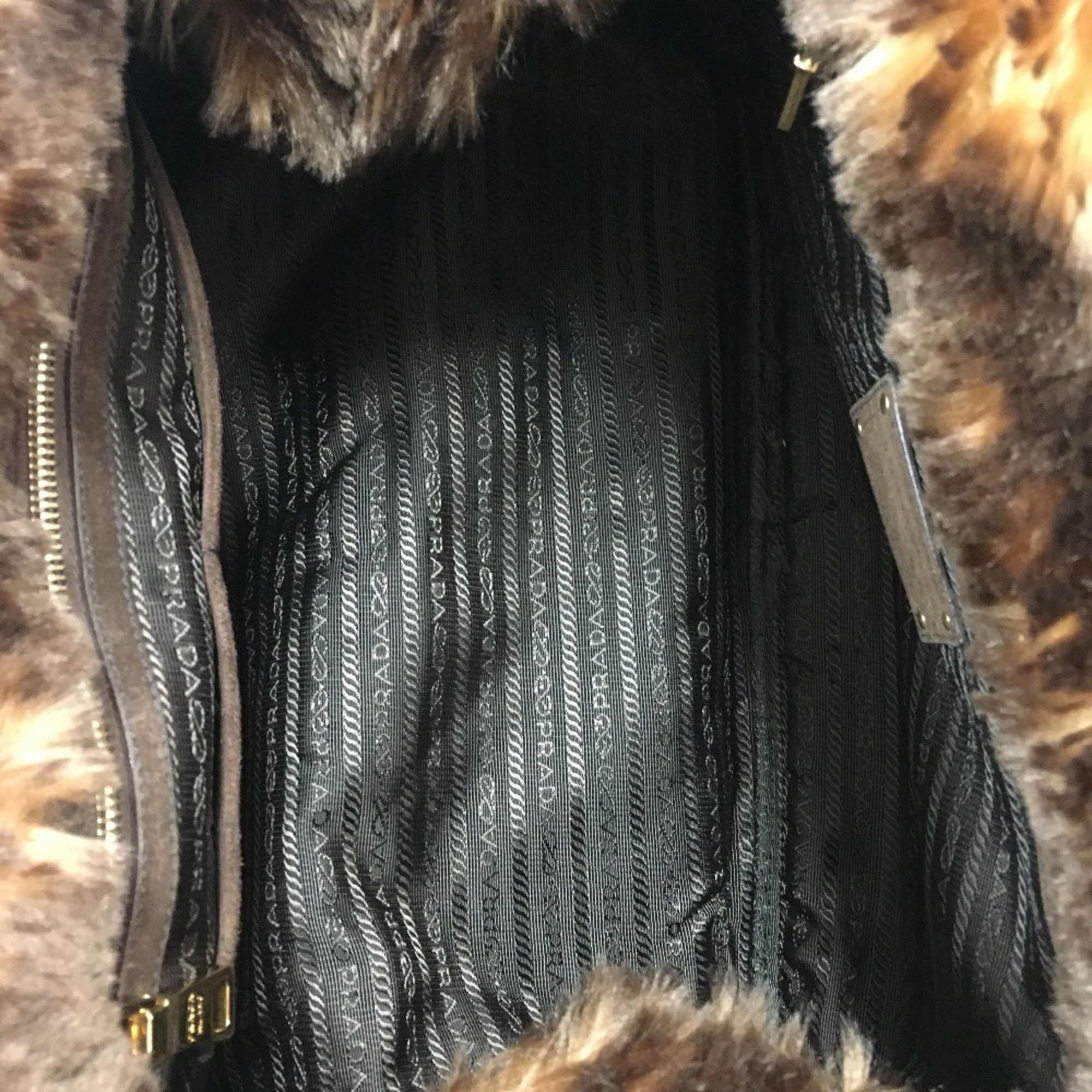 Prada PRADA BN2182 Fur with bag Bag Hand Bag Tote Bag blue blue Brown Size ONE SIZE - 7 Thumbnail