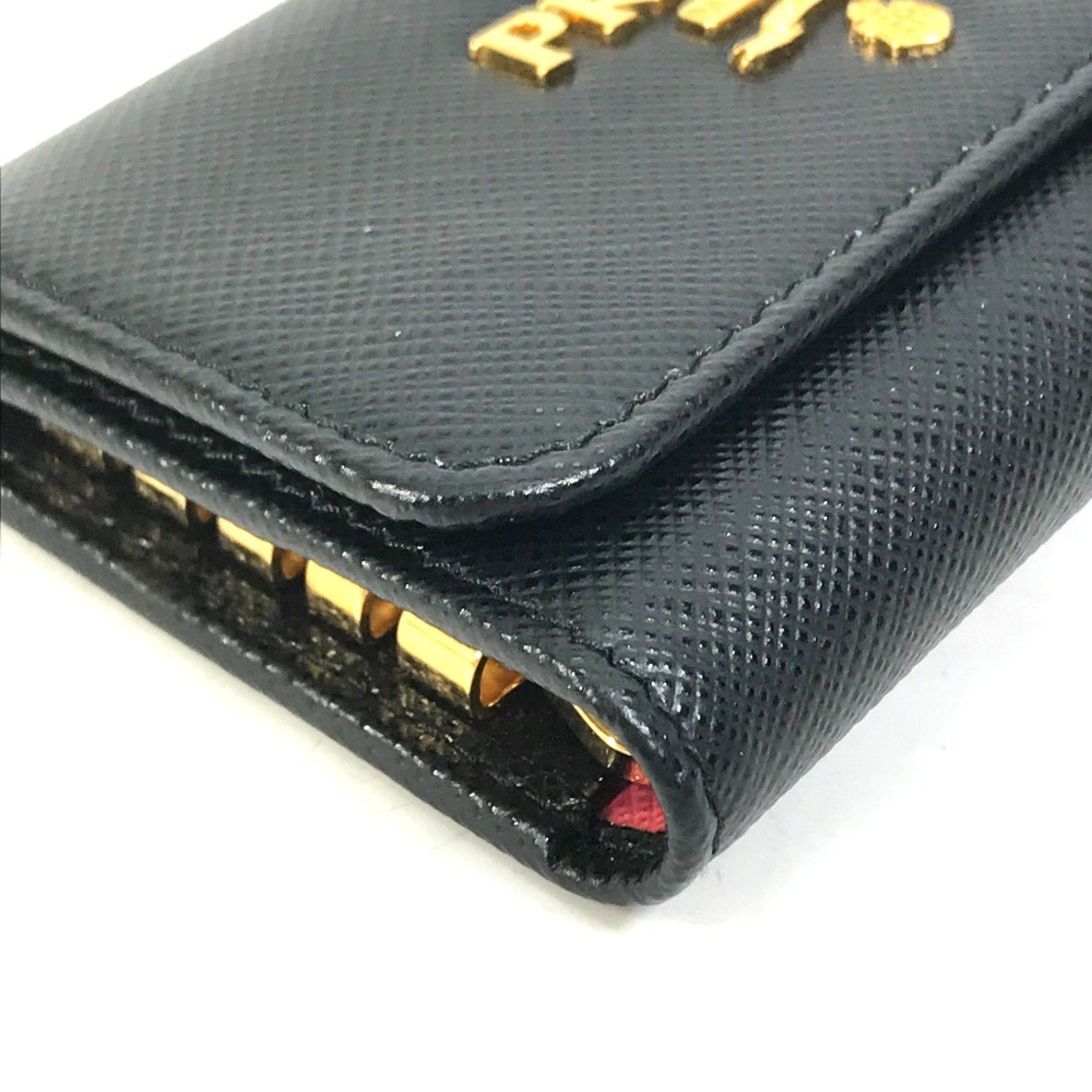 Prada PRADA 1PG004 Logo Multicolore 4-Ring Key Case Black x pink Size ONE SIZE - 9 Thumbnail