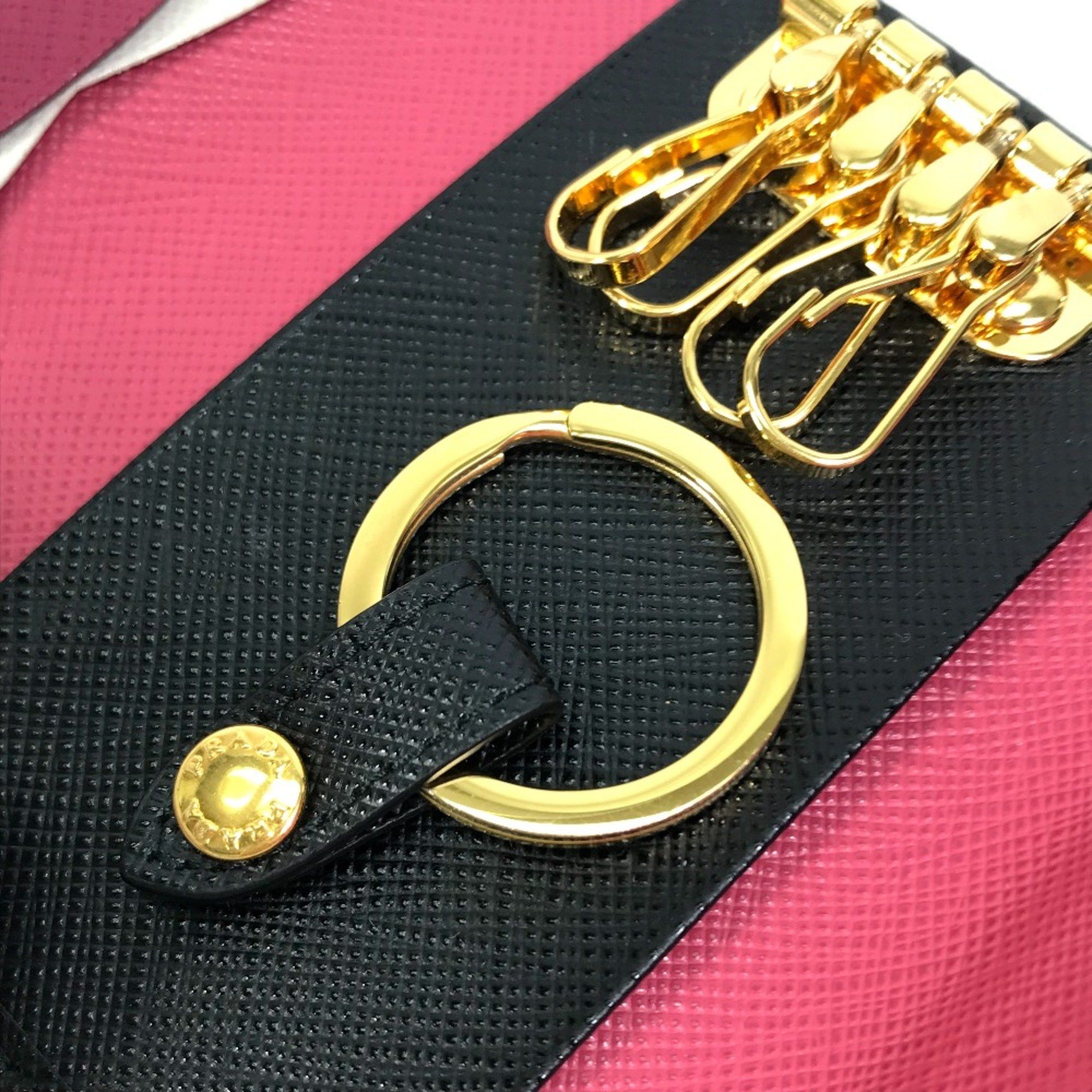 Prada PRADA 1PG004 Logo Multicolore 4-Ring Key Case Black x pink Size ONE SIZE - 12 Thumbnail