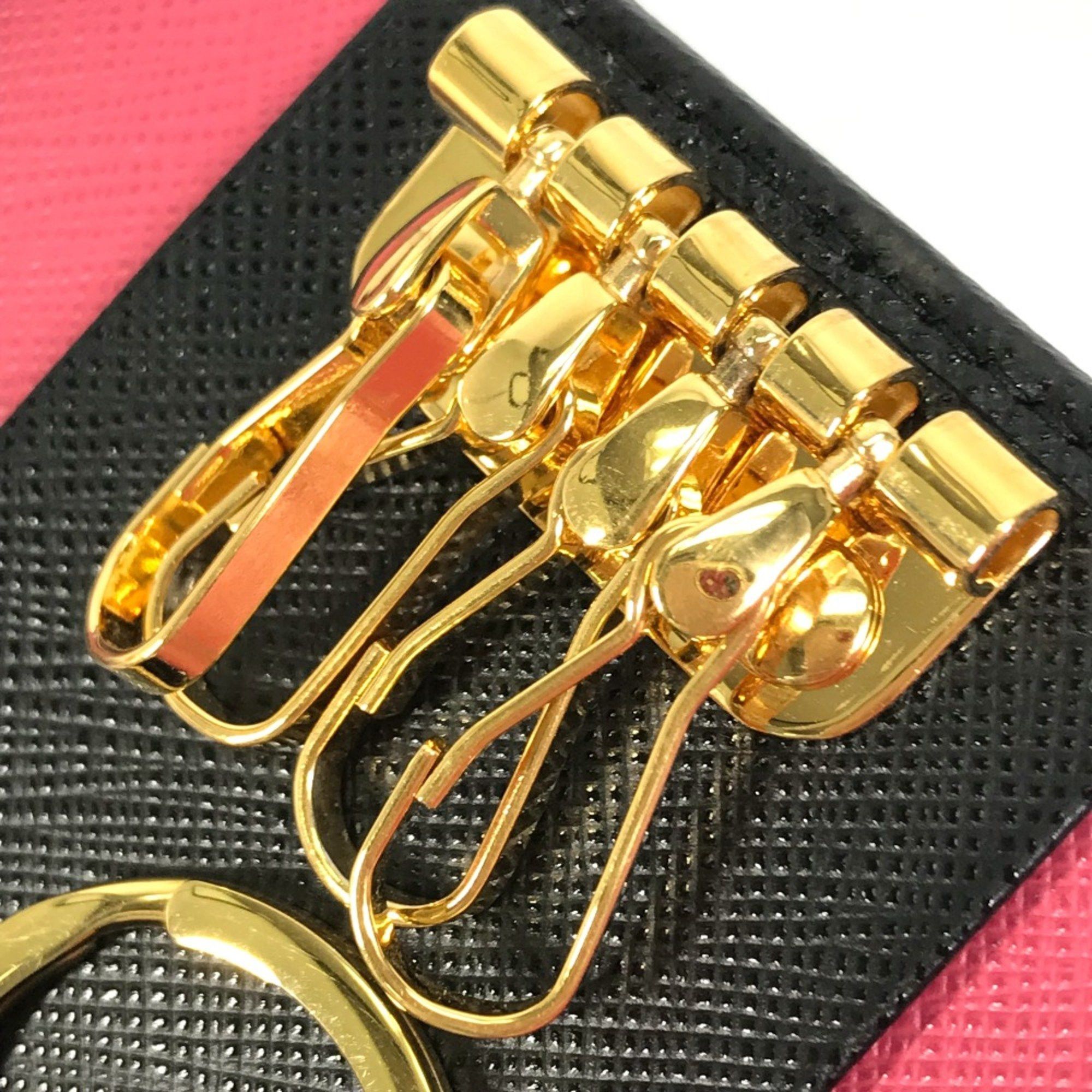 Prada PRADA 1PG004 Logo Multicolore 4-Ring Key Case Black x pink Size ONE SIZE - 11 Thumbnail