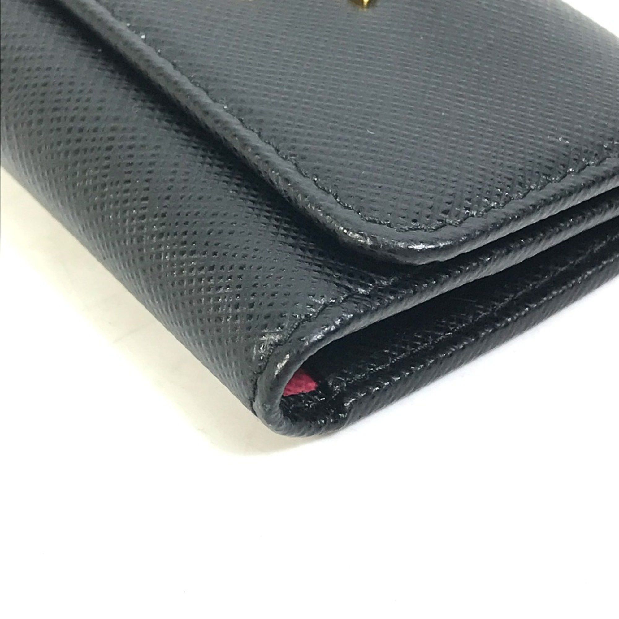 Prada PRADA 1PG004 Logo Multicolore 4-Ring Key Case Black x pink Size ONE SIZE - 8 Thumbnail
