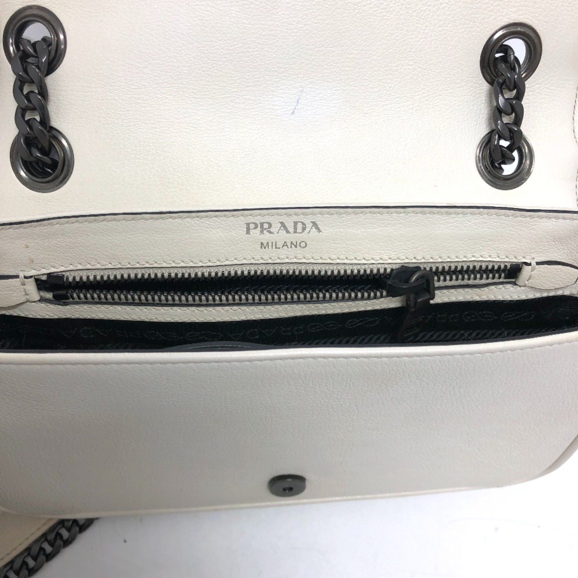 Prada PRADA 1BD147 Logo studs Bag 2WAY Shoulder Bag White Size ONE SIZE - 14 Thumbnail