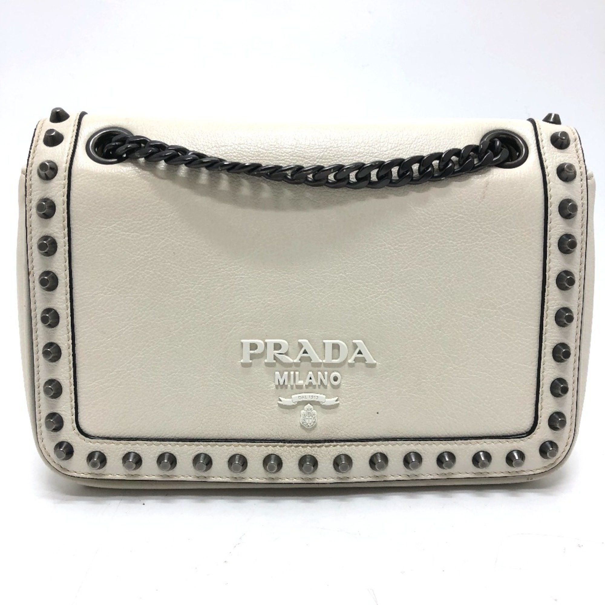 Prada PRADA 1BD147 Logo studs Bag 2WAY Shoulder Bag White Size ONE SIZE - 2 Thumbnail