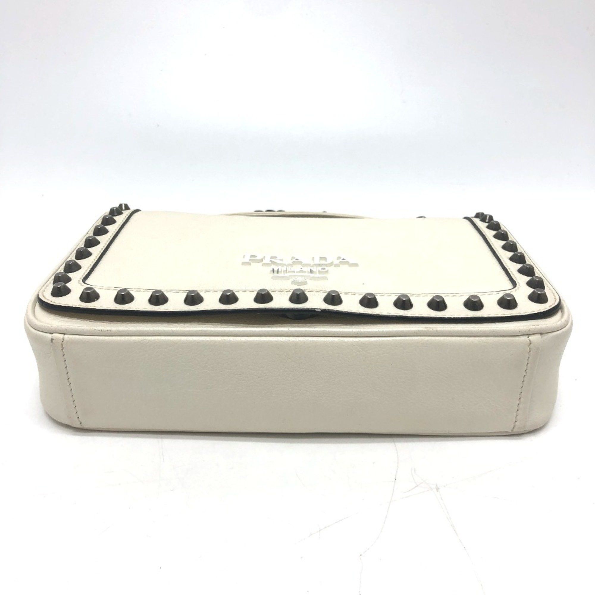 Prada PRADA 1BD147 Logo studs Bag 2WAY Shoulder Bag White Size ONE SIZE - 4 Thumbnail