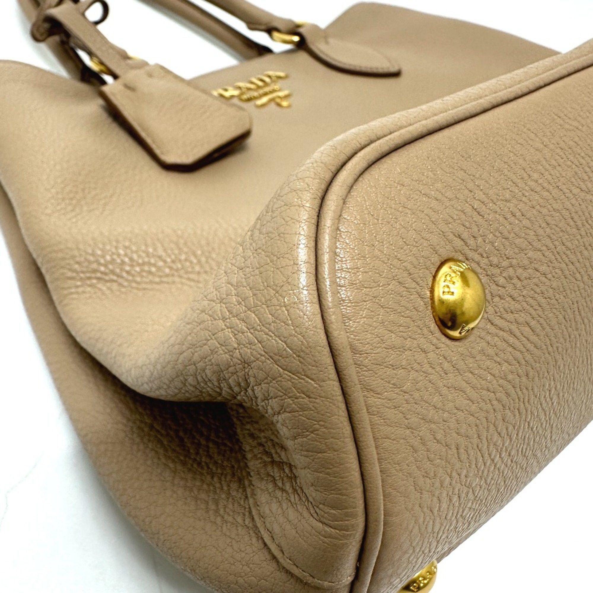 Prada PRADA 1BA058 logo 2WAY Shoulder Bag Hand Bag Beige Size ONE SIZE - 8 Thumbnail