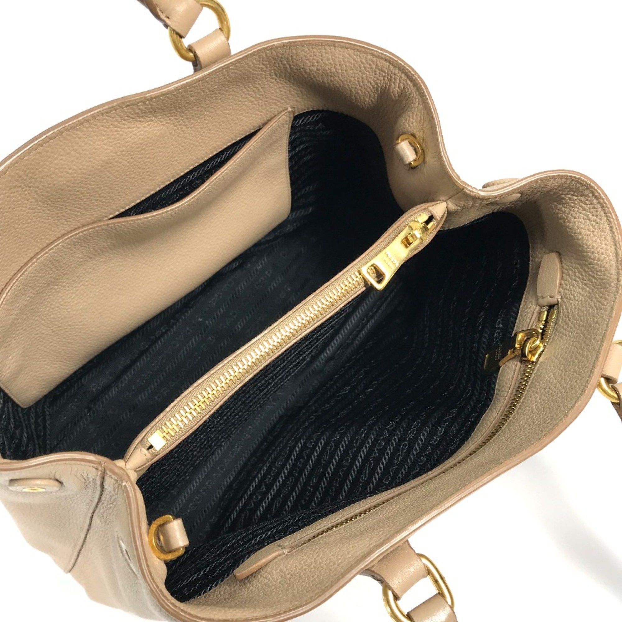 Prada PRADA 1BA058 logo 2WAY Shoulder Bag Hand Bag Beige Size ONE SIZE - 14 Thumbnail