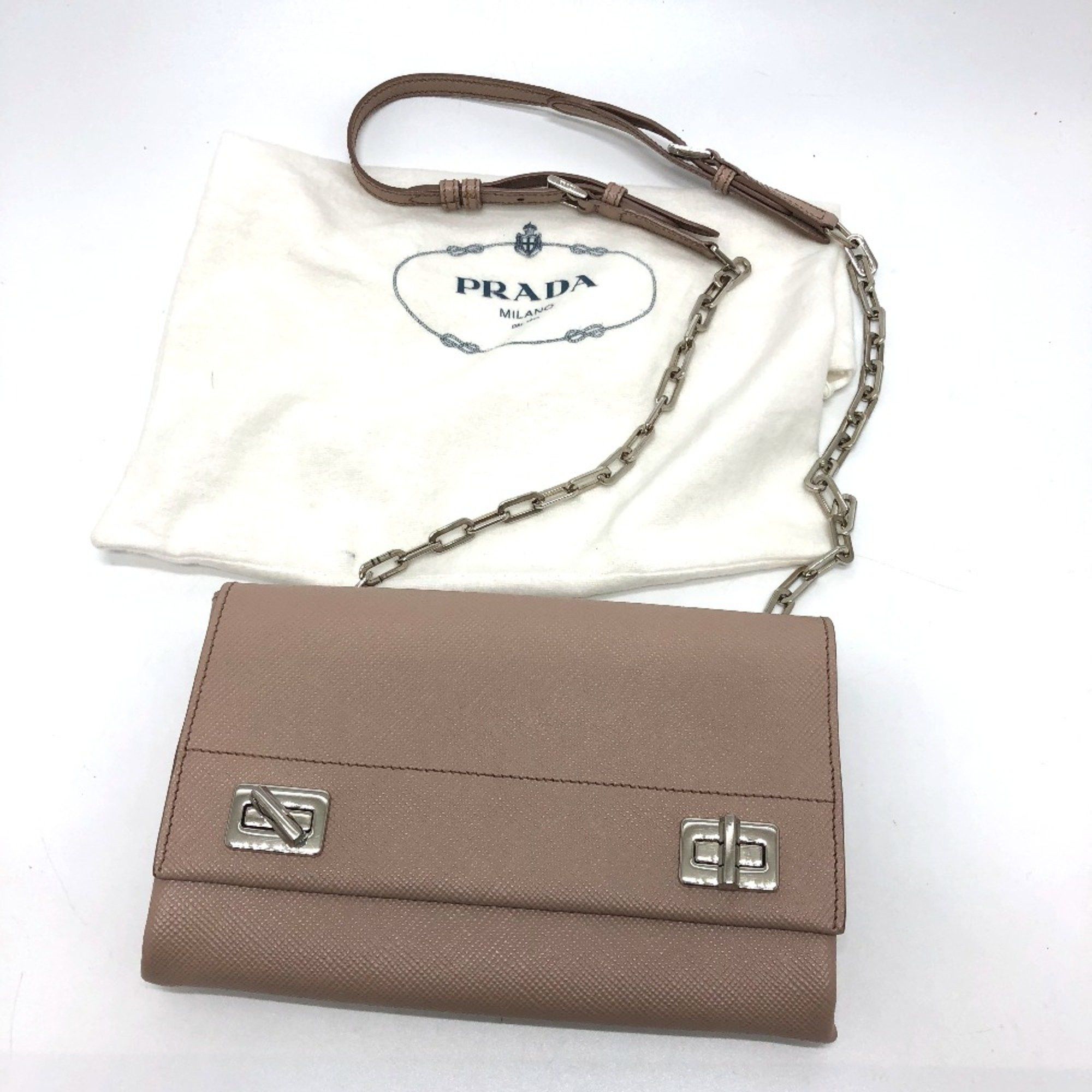 Prada PRADA BT955X logo/shoulder Bag Shoulder Bag Beige SilverHardware Size ONE SIZE - 14 Thumbnail