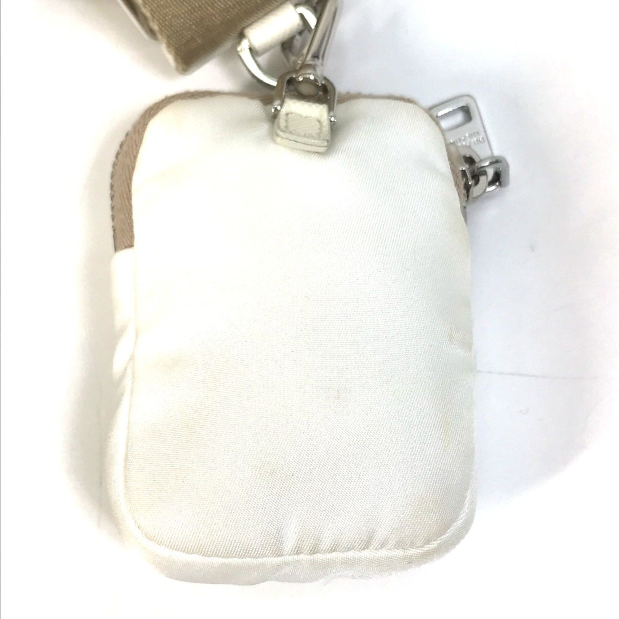 Prada PRADA 1BH204 triangle logo triangle logo plate Chain with crossbody pouch Shoulder Bag White Beige Size ONE SIZE - 7 Thumbnail
