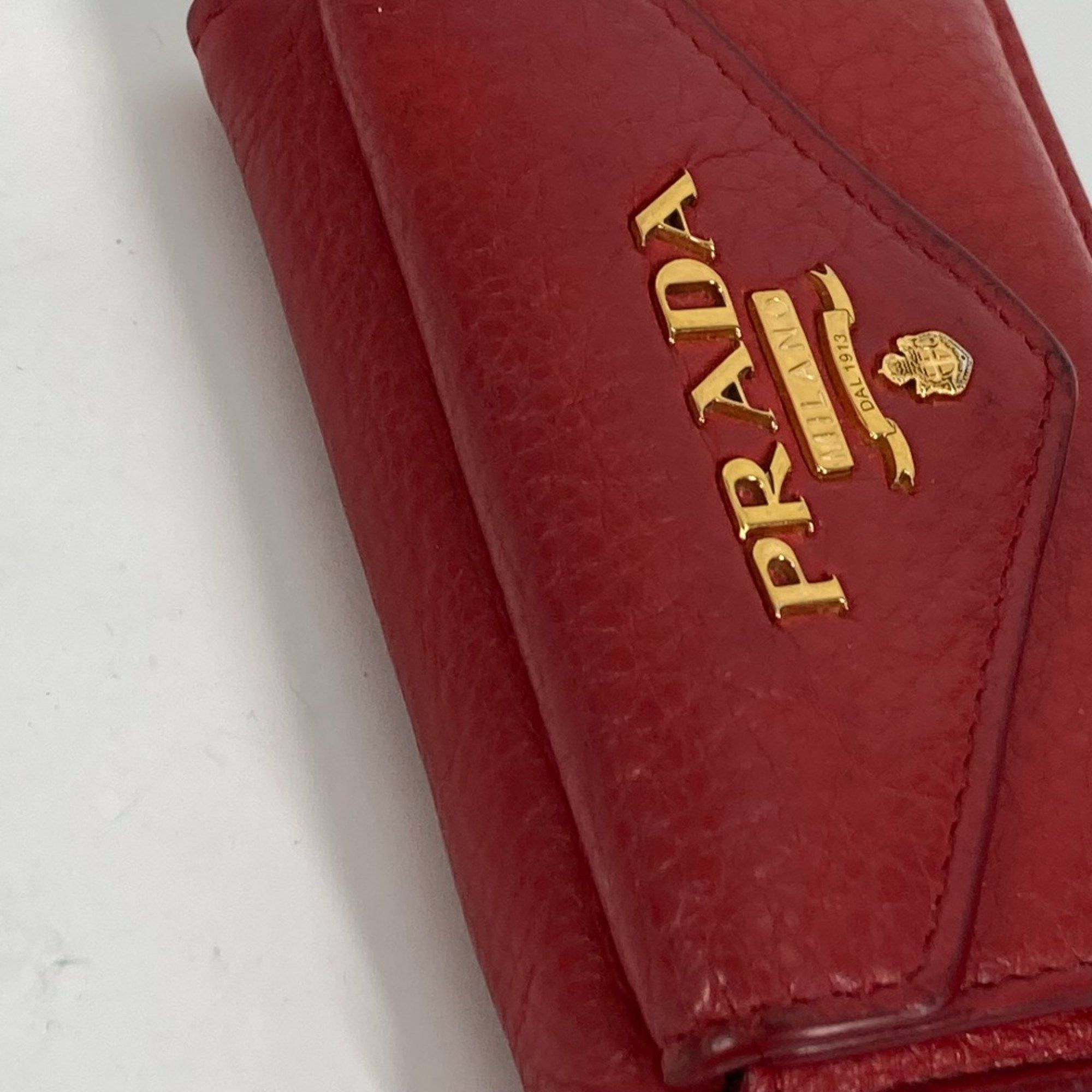 Prada PRADA 1MH021 CompactWallet Trifold wallet Red Gold Size ONE SIZE - 6 Thumbnail