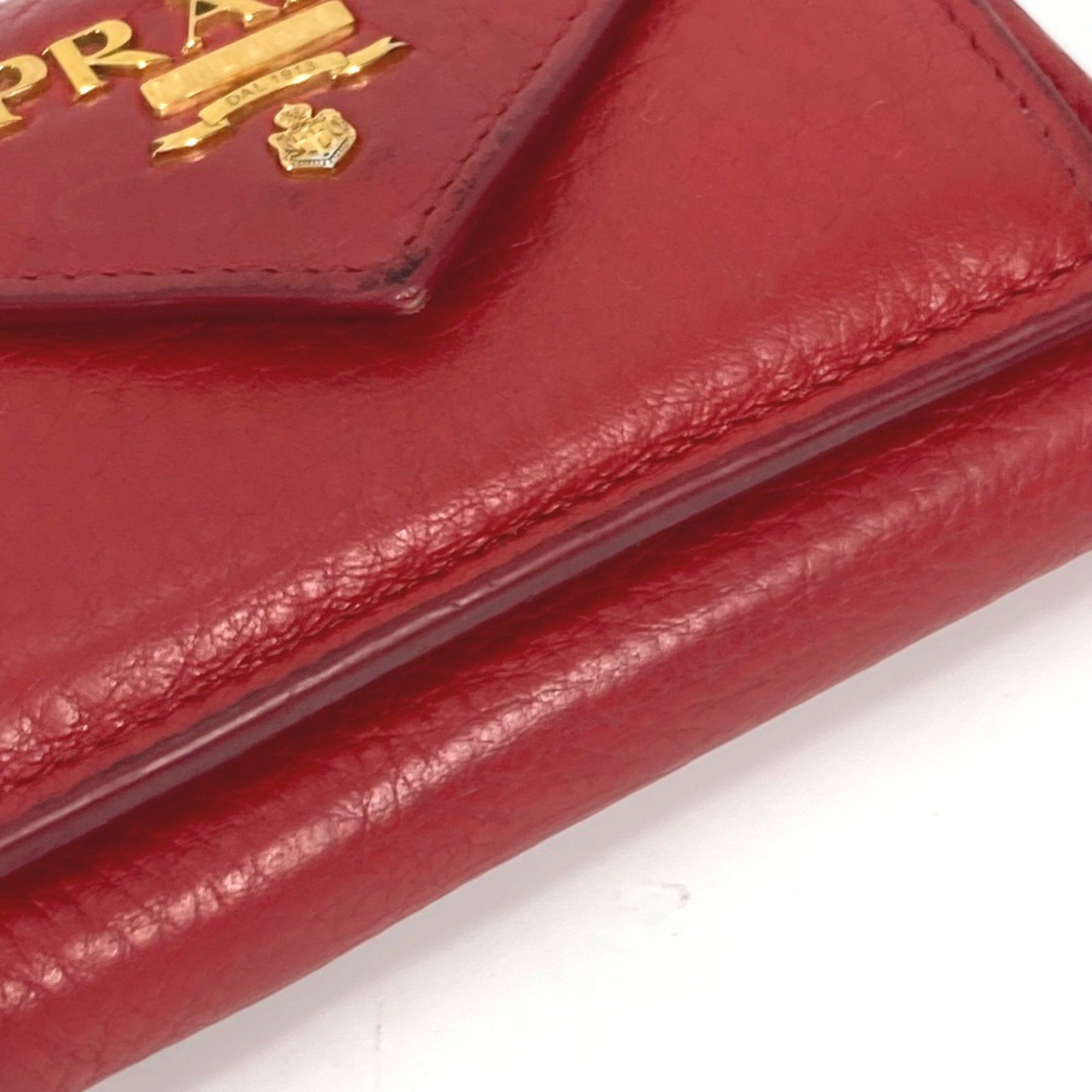 Prada PRADA 1MH021 CompactWallet Trifold wallet Red Gold Size ONE SIZE - 4 Thumbnail