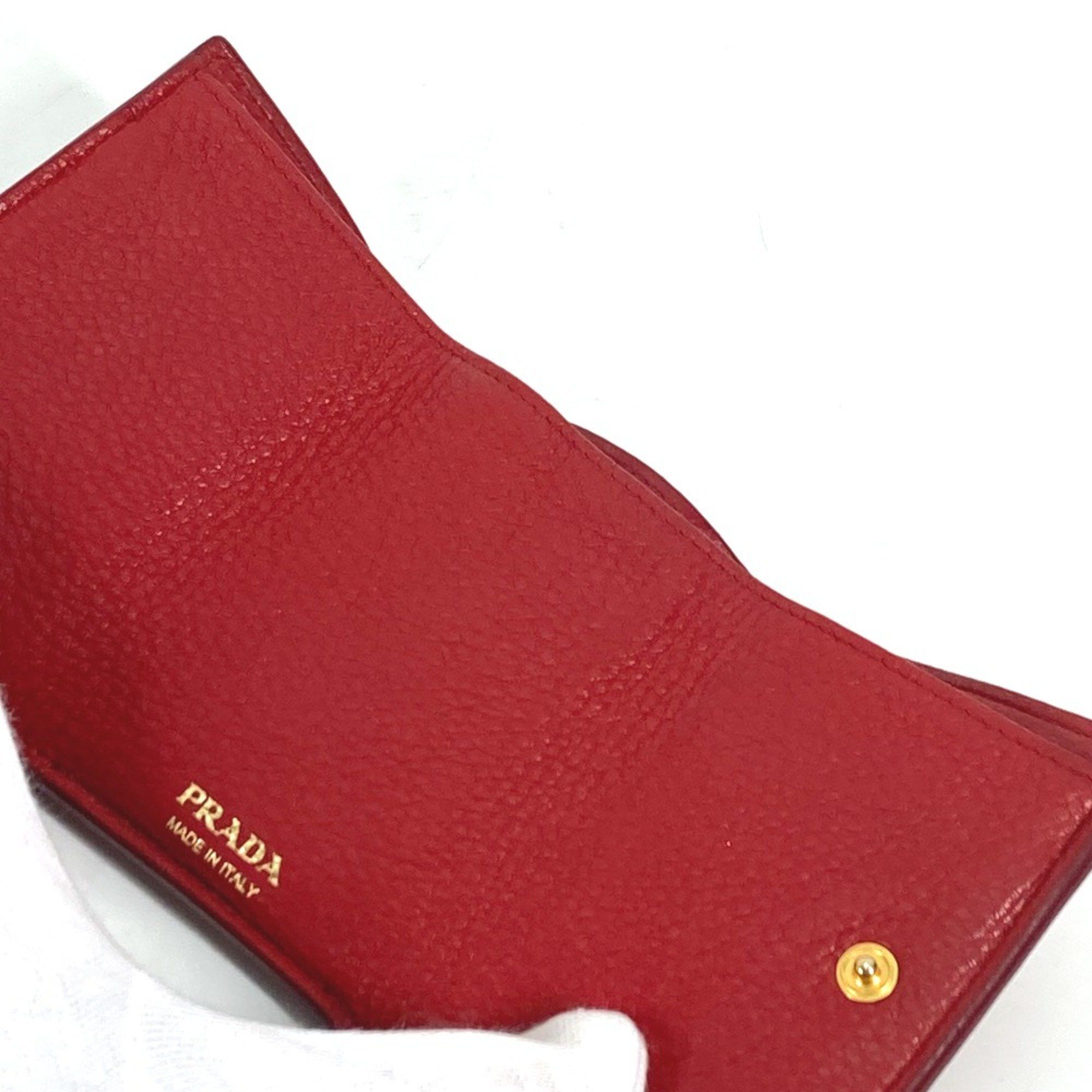 Prada PRADA 1MH021 CompactWallet Trifold wallet Red Gold Size ONE SIZE - 12 Thumbnail