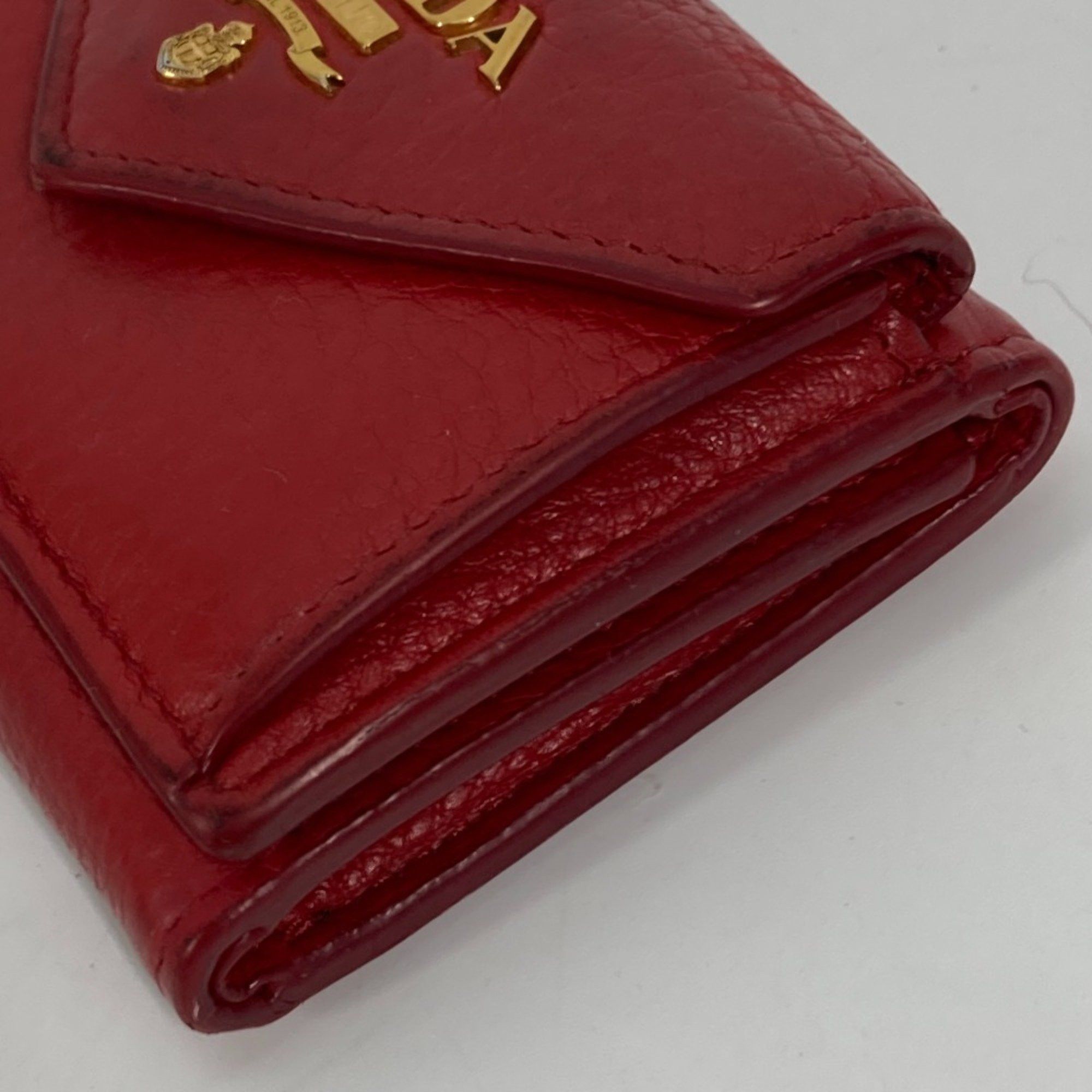 Prada PRADA 1MH021 CompactWallet Trifold wallet Red Gold Size ONE SIZE - 3 Thumbnail