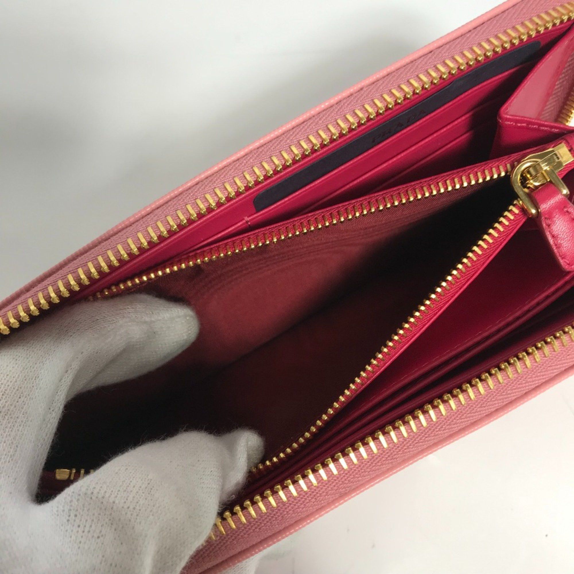 Prada PRADA logo Zip Around Long Wallet pink Size ONE SIZE - 9 Thumbnail
